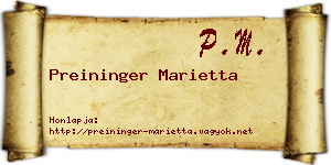 Preininger Marietta névjegykártya